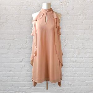 Bcbgeneration light pink blush sleeveless dress choker  + keyhole neck SZ XS